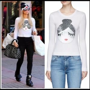 Alice + Olivia Peekaboo Stace Face Sequin Sweater